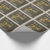 Elegant, Faux Wood, Faux Gold 2nd Birthday + Naam Cadeaupapier (Hoek)