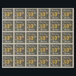 Elegant, Faux Wood, Faux Gold 30th Birthday   Naam Cadeaupapier<br><div class="desc">Dit eenvoudige en elegante ontwerp van verpakkingspapier bevat een gepersonaliseerd bericht zoals "FirstName's 30th Birthday" (met de "30th" met een faux/imitatie goudachtige kleur) binnen een bijpassend gebied van de faux/imitatievloeistof van hout met een eenvoudige rand. De naam is in een elegante wit-gekleurde manuscript-als tekst, en kan worden gepersonaliseerd. Een dergelijk...</div>