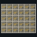 Elegant, Faux Wood, Faux Gold 30th Birthday   Naam Cadeaupapier<br><div class="desc">Dit eenvoudige en elegante ontwerp van verpakkingspapier bevat een gepersonaliseerd bericht zoals "FirstName's 30th Birthday" (met de "30th" met een faux/imitatie goudachtige kleur) binnen een bijpassend gebied van de faux/imitatievloeistof van hout met een eenvoudige rand. De naam is in een elegante wit-gekleurde manuscript-als tekst, en kan worden gepersonaliseerd. Een dergelijk...</div>