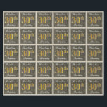 Elegant, Faux Wood, Faux Gold 30th Birthday   Naam Cadeaupapier<br><div class="desc">Dit eenvoudige en elegante ontwerp van verpakkingspapier bevat een gepersonaliseerd bericht zoals "FirstName's 30th Birthday" (met de "30th" met een faux/imitatie goudachtige kleur) binnen een bijpassend gebied van de faux/imitatievloeistof van hout met een eenvoudige rand. De naam is in een elegante wit-gekleurde manuscript-als tekst, en kan worden gepersonaliseerd. Een dergelijk...</div>
