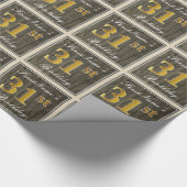 Elegant, Faux Wood, Faux Gold 31st Birthday + Naam Cadeaupapier (Hoek)