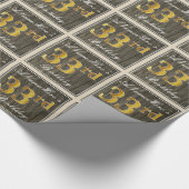 Elegant, Faux Wood, Faux Gold 33ste verjaardag + n Cadeaupapier (Hoek)