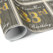 Elegant, Faux Wood, Faux Gold 33ste verjaardag + n Cadeaupapier (Rol Hoek)