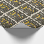 Elegant, Faux Wood, Faux Gold 37th Birthday + Naam Cadeaupapier (Hoek)
