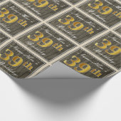 Elegant, Faux Wood, Faux Gold 39ste verjaardag + n Cadeaupapier (Hoek)