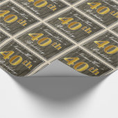Elegant, Faux Wood, Faux Gold 40th Birthday + Naam Cadeaupapier (Hoek)