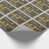 Elegant, Faux Wood, Faux Gold 42e verjaardag + naa Cadeaupapier (Hoek)
