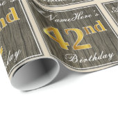 Elegant, Faux Wood, Faux Gold 42e verjaardag + naa Cadeaupapier (Rol Hoek)