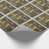 Elegant, Faux Wood, Faux Gold 43ste verjaardag + n Cadeaupapier (Hoek)