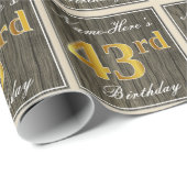 Elegant, Faux Wood, Faux Gold 43ste verjaardag + n Cadeaupapier (Rol Hoek)