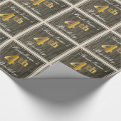 Elegant, Faux Wood, Faux Gold 4th Birthday + Naam Cadeaupapier (Hoek)