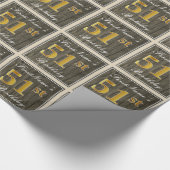 Elegant, Faux Wood, Faux Gold 51st Birthday + Naam Cadeaupapier (Hoek)