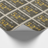 Elegant, Faux Wood, Faux Gold 52e verjaardag + naa Cadeaupapier (Hoek)