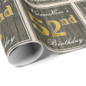 Elegant, Faux Wood, Faux Gold 52e verjaardag + naa Cadeaupapier (Rol Hoek)