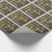 Elegant, Faux Wood, Faux Gold 57ste verjaardag + n Cadeaupapier (Hoek)