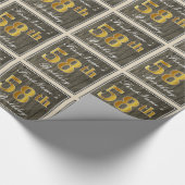 Elegant, Faux Wood, Faux Gold 58ste verjaardag + n Cadeaupapier (Hoek)