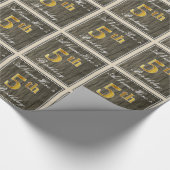 Elegant, Faux Wood, Faux Gold 5th Birthday + Naam Cadeaupapier (Hoek)