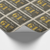 Elegant, Faux Wood, Faux Gold 61ste verjaardag + n Cadeaupapier (Hoek)