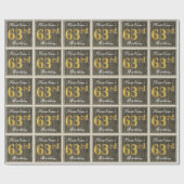 Elegant, Faux Wood, Faux Gold 63rd Birthday + Naam Cadeaupapier (Vlak)