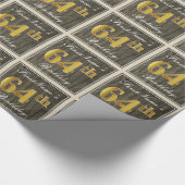 Elegant, Faux Wood, Faux Gold 64ste verjaardag + n Cadeaupapier (Hoek)