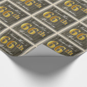 Elegant, Faux Wood, Faux Gold 66th Birthday + Naam Cadeaupapier (Hoek)