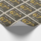 Elegant, Faux Wood, Faux Gold 67th Birthday + Naam Cadeaupapier (Hoek)