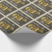 Elegant, Faux Wood, Faux Gold 68th Birthday + Naam Cadeaupapier (Hoek)