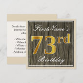 Elegant, Faux Wood, Faux Gold 73rd Birthday + Naam Kaart (Voorkant / Achterkant)