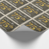 Elegant, Faux Wood, Faux Gold 75th Birthday + Naam Cadeaupapier (Hoek)