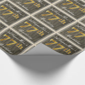 Elegant, Faux Wood, Faux Gold 77th Birthday + Naam Cadeaupapier (Hoek)