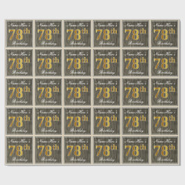 Elegant, Faux Wood, Faux Gold 78th Birthday + Naam Cadeaupapier