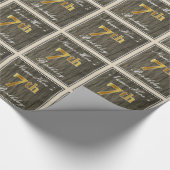 Elegant, Faux Wood, Faux Gold 7th Birthday + Naam Cadeaupapier (Hoek)