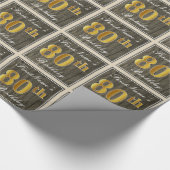 Elegant, Faux Wood, Faux Gold 80th Birthday + Naam Cadeaupapier (Hoek)