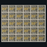 Elegant, Faux Wood, Faux Gold 80th Birthday   Naam Cadeaupapier<br><div class="desc">Dit eenvoudige en elegante wikkelpapierontwerp heeft een gepersonaliseerde boodschap zoals "FirstName’s 80th Birthday" (met de "80th" met een faux / imitatie goud-achtige kleurlook) binnen een rustieke faux / imitatie houten uiterlijk vierkant met een eenvoudige rand omtrek. De naam is in een elegante wit-gekleurde script-achtige tekst, en kan worden aangepast. Dit...</div>
