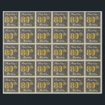 Elegant, Faux Wood, Faux Gold 80th Birthday   Naam Cadeaupapier<br><div class="desc">Dit eenvoudige en elegante wikkelpapierontwerp heeft een gepersonaliseerde boodschap zoals "FirstName’s 80th Birthday" (met de "80th" met een faux / imitatie goud-achtige kleurlook) binnen een rustieke faux / imitatie houten uiterlijk vierkant met een eenvoudige rand omtrek. De naam is in een elegante wit-gekleurde script-achtige tekst, en kan worden aangepast. Dit...</div>