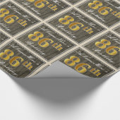 Elegant, Faux Wood, Faux Gold 86th Birthday + Naam Cadeaupapier (Hoek)