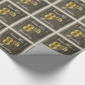 Elegant, Faux Wood, Faux Gold 8th Birthday + Naam Cadeaupapier (Hoek)