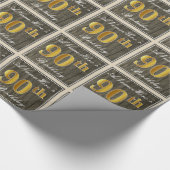 Elegant, Faux Wood, Faux Gold 90th Birthday + Naam Cadeaupapier (Hoek)