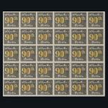 Elegant, Faux Wood, Faux Gold 90th Birthday   Naam Cadeaupapier<br><div class="desc">Dit eenvoudige en elegante wikkelpapierontwerp heeft een gepersonaliseerde boodschap zoals "ANameHere’s 90th Birthday" (met de "90th" met een faux / imitatie goud-achtige kleurlook) binnen een rustieke faux / imitatie houten uiterlijk vierkant met een eenvoudige rand omtrek. De naam is in een elegante wit-gekleurde script-achtige tekst, en kan worden gepersonaliseerd. Dit...</div>