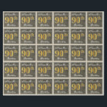 Elegant, Faux Wood, Faux Gold 90th Birthday   Naam Cadeaupapier<br><div class="desc">Dit eenvoudige en elegante wikkelpapierontwerp heeft een gepersonaliseerde boodschap zoals "ANameHere’s 90th Birthday" (met de "90th" met een faux / imitatie goud-achtige kleurlook) binnen een rustieke faux / imitatie houten uiterlijk vierkant met een eenvoudige rand omtrek. De naam is in een elegante wit-gekleurde script-achtige tekst, en kan worden gepersonaliseerd. Dit...</div>