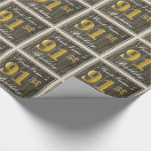 Elegant, Faux Wood, Faux Gold 91st Birthday + Naam Cadeaupapier (Hoek)