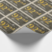 Elegant, Faux Wood, Faux Gold 92nd Birthday + Naam Cadeaupapier (Hoek)