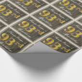 Elegant, Faux Wood, Faux Gold 93rd Birthday + Naam Cadeaupapier (Hoek)
