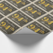 Elegant, Faux Wood, Faux Gold 94th Birthday + Naam Cadeaupapier (Hoek)