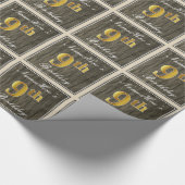 Elegant, Faux Wood, Faux Gold 9th Birthday + Naam Cadeaupapier (Hoek)