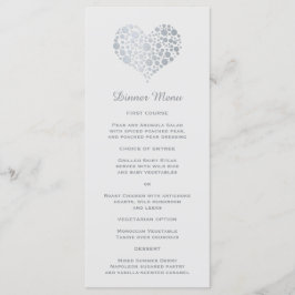 Elegant Faux Zilveren Folie Hart Slim Diner Menu