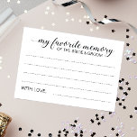 Elegant favoriete Memory Bride Groom Weddenschappe Kaart<br><div class="desc">Deze elegant Mijn favoriete geheugenkaarten zullen de perfecte aanvulling zijn op je trouwreceptie of de bruid-/trouwdouche. Dit ontwerp kenmerkt een combinatie handschrift en blokletters in zwart. Er is ruimte beschikbaar voor gasten om hun meest gekoesterde herinnering aan de bruid en de bruidegom en hun naam of namen te achterlaten. Een...</div>