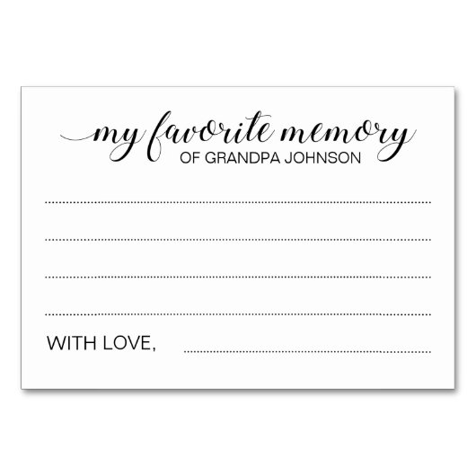 Elegant Favoriete Memory of Loved One Funeral Kaar Kaart (Voorkant)