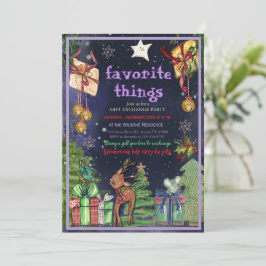 Elegant Favorite Things Gift Exchange I Night Sky  Kaart (Staand voorkant)