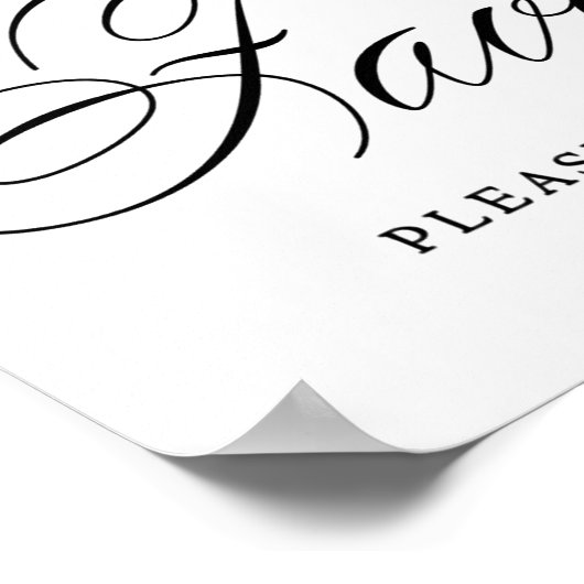 Elegant Favors Black Script | Horizontale tabel Poster (Hoek)
